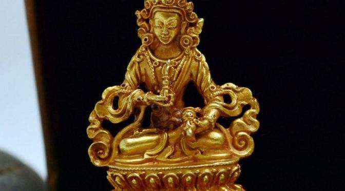 Tượng Phật Vàng Nepal Kim Cang Tát Đoả Bồ Tát Vajrasattva (nhỏ)